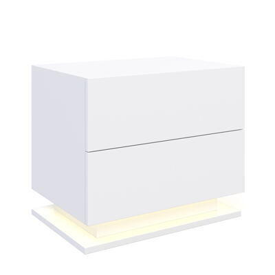 Nachttisch LED MINO mit 2 Schubladen weiss