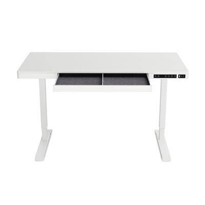 Stehpult elektrisch mit Schublade 120 x 60 cm weiss