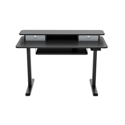 Stehpult elektrisch mit Ablage + Tastaturfach 120 x 60 cm schwarz