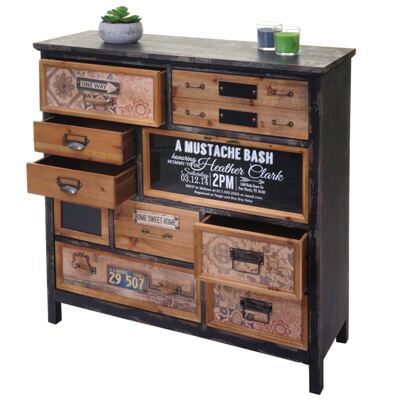 Apotheker-Schrank Kommode, Tanne Holz 90x90x32cm