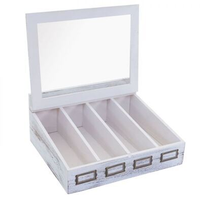 Besteckkiste Aufbewahrung mit Deckel shabby ~ weiss