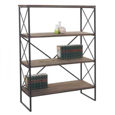 Bücherregal Industrial Holz Metall ~ 4 Ebenen, 142x100cm