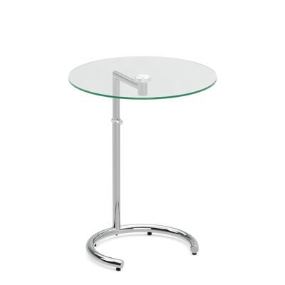 Beistelltisch Glas EVANDER rund höhenverstellbar 46 x 70 cm silber