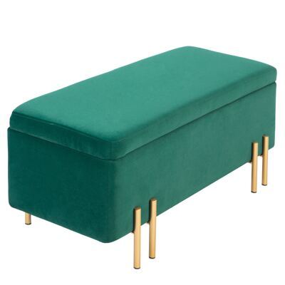Sitzbank Polsterbank mit Stauraum Gummiholz 100x40x42cm Grün
