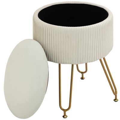 Sitzbank Polsterbank mit Stauraum 2-in-1 Ø40x48cm Cremeweiss
