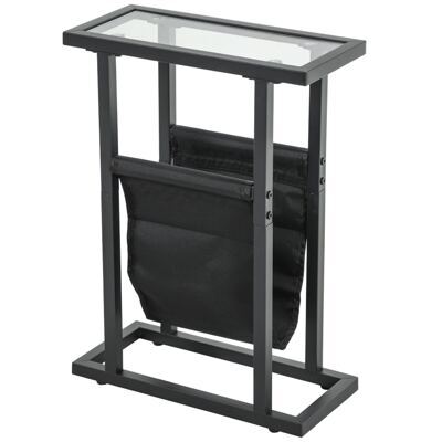Beistelltisch mit Stofftasche & Glasplatte 40x18x55,5cm Schwarz