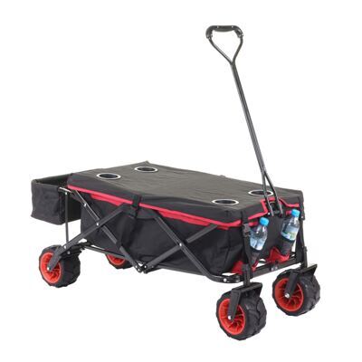 Bollerwagen Geländereifen klappbar ~ Hecktasche/Abdeckung Rot