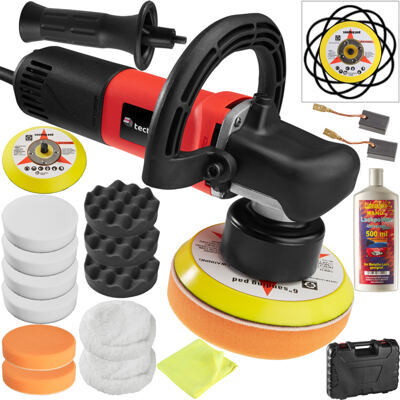 Exzenter Poliermaschine 710W mit Koffer 16-tlg. inkl. Politur