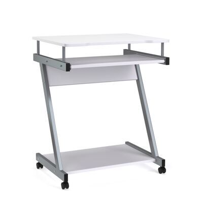 Schreibtisch ALVARO auf Rollen mit Tastaturauszug weiss