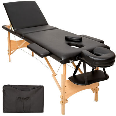 3 Zonen Massageliege mit Polsterung, schwarz