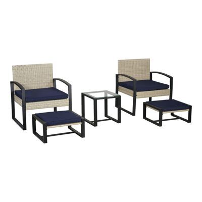 Gartenmöbelset Capaci 5-tlg. mit Fussteil Rattan