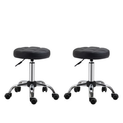 Rollhocker 2er-Set mit Rädern höhenverstellbar