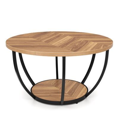 Beistelltisch COSINESS rund 80 x 44 cm braun/schwarz