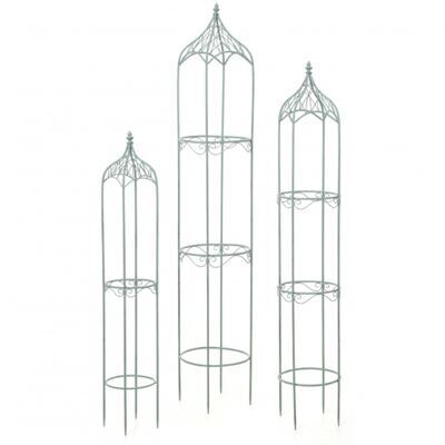 3er Set Rankhilfe Rankgitter Höhe 162/140/114cm antik-grün