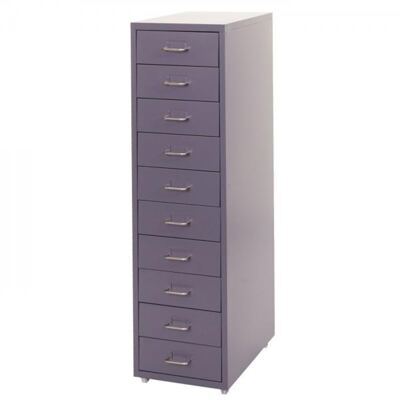 Rollcontainer Boston 10 Schubladen Stahlschrank 110x28x41cm dunkelgrau