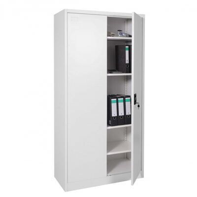 Aktenschrank Stahlschrank Büroschrank, 2 Türen 185x90cm grau