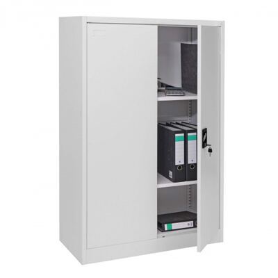 Aktenschrank Stahlschrank Büroschrank, 2 Türen 140x90cm grau