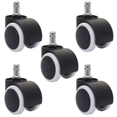 5x Hartbodenrollen Bürostuhl-Rollen 150kg belastbar 50mm weiss