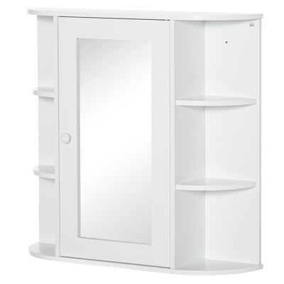 Spiegelschrank Hängeschrank Bad 66x17x63cm 8 Fächer Weiss