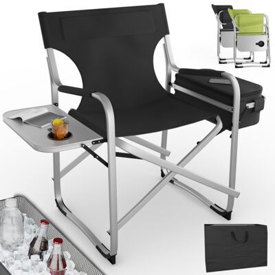 Campingstuhl Deluxe mit Kühltasche und Tisch Schwarz