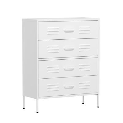 Kommode Metall KLAUS 4 Schubladen 80 x 101 cm weiss