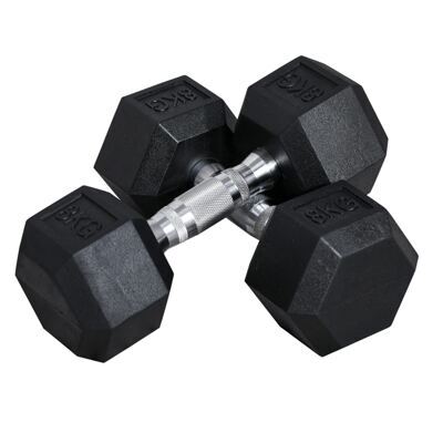 Gummihantel Hexagon-Kurzhanteln 2x 8kg schwarz