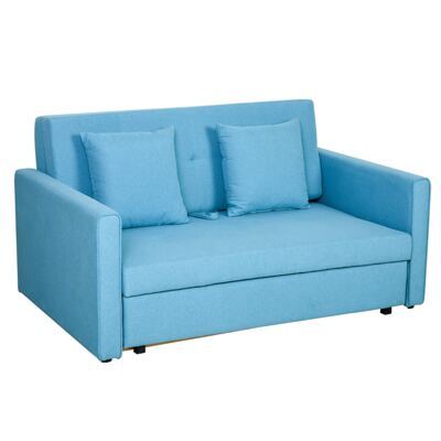 2-Sitzer Sofa Gästebett mit verstecktem Stauraum Hellblau