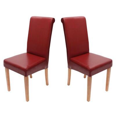 2x Esszimmerstuhl Novara II Leder ~ rot helle Beine