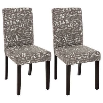 2x Esszimmerstuhl Littau Textil mit Schriftzug grau