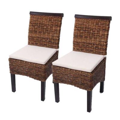 2x Esszimmerstuhl  Korbstuhl M45 Stuhl Bananengeflecht ~ dunkel, mit Kissen