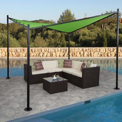 Pergola Phos Garten Pavillon Sonnensegel 4x4m grün