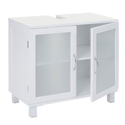 Waschbeckenunterschrank Glas satiniert 60x65x33cm weiss