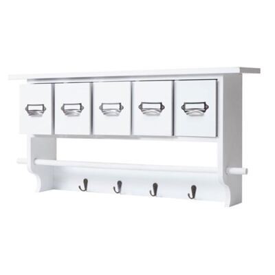 Garderobe Wandgarderobe mit 5 Schubladen Vintage weiss