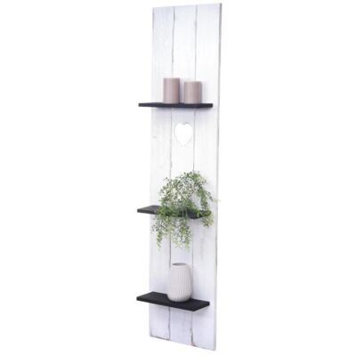 Shabby Wandregal Wandpaneel Holzregal 3 Ablagen 150x33x13cm weiss