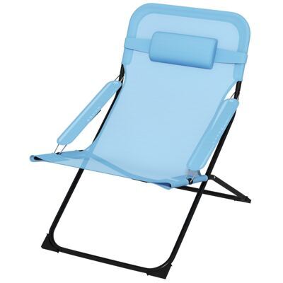 Klappstuhl 120kg mit verstellbarer Rückenlehne Mesh Blau