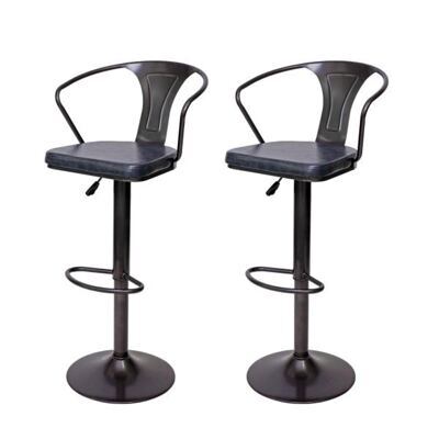 2x Barhocker Industrial drehbar höhenverstellbar vintage schwarz-grau