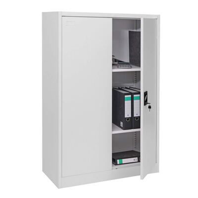 Aktenschrank Stahlschrank Büroschrank, 2 Türen 140x90cm grau