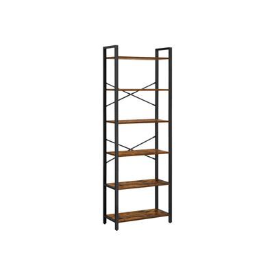 Bücherregal Regal Standregal 66x30x186cm Stahlrahmen Braun Schwarz