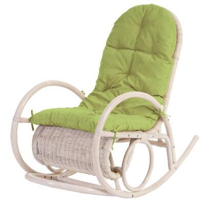 Rattan Schaukelstuhl Esmeraldas~ Auflage grün