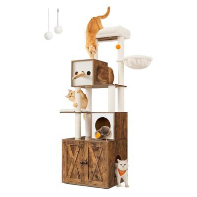 Kratzbaum Katzenbaum mit Platz für Katzentoilette Braun