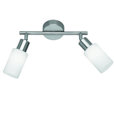 2er Deckenspot Deckenlampe nickel matt, Glas opal matt