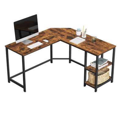 Eckschreibtisch Schreibtisch L-Form Regale Büro Holz Braun Schwarz