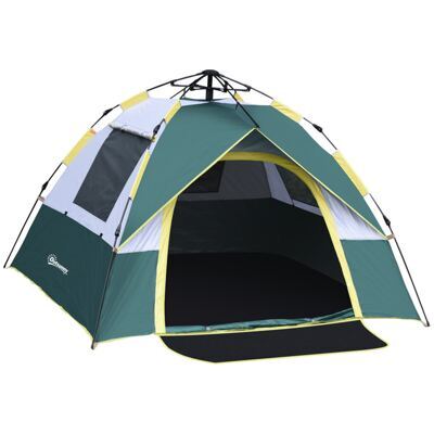 Kuppelzelt für 3 Personen 205x195x135cm aus Polyester Grün