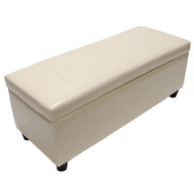 Bank MIT Aufbewahrung Kriens Leder 112x45x45cm ~ creme