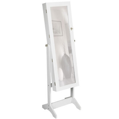 Schmuckschrank mit Spiegel, hochkant weiss