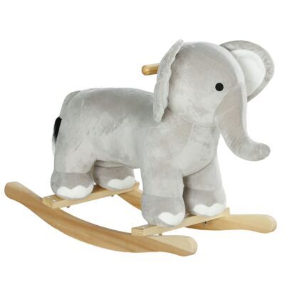 Schaukeltier Elefant Plüschoptik 2-4 Jahre Grau