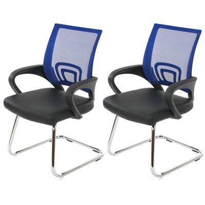 2x Konferenzstuhl Bürostuhl Ancona Kunstleder ~ blau