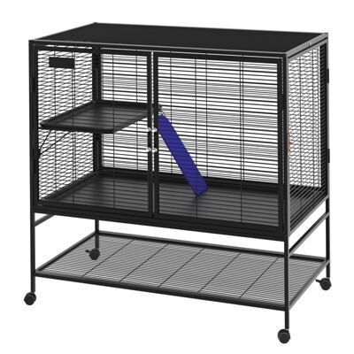 Kleintierkäfig mit Rollen 92 x 58 x 100 cm schwarz