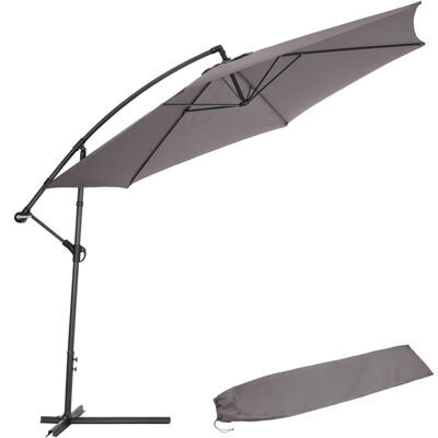 Sonnenschirm Ampelschirm Ø 350cm mit Schutzhülle grau