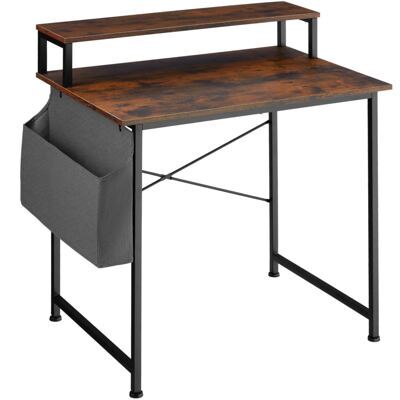 Schreibtisch mit Ablage und Stofftasche Industrial dunkelbraun 80 cm